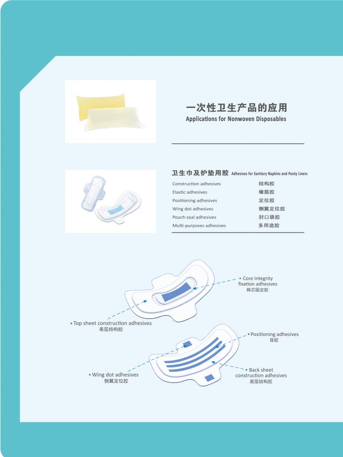 Pozycjonowanie kleju termotopliwego wrażliwego na nacisk do jednorazowych włókninowych podpasek higienicznych 2